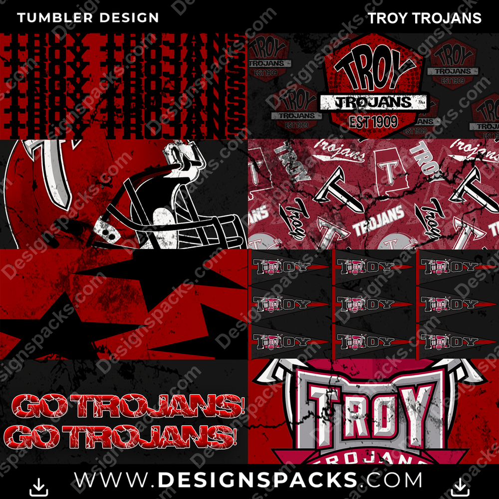 College Sport Distressed BG Troy Trojans NCAA College Sport Tumbler Digital Wrap Design Download