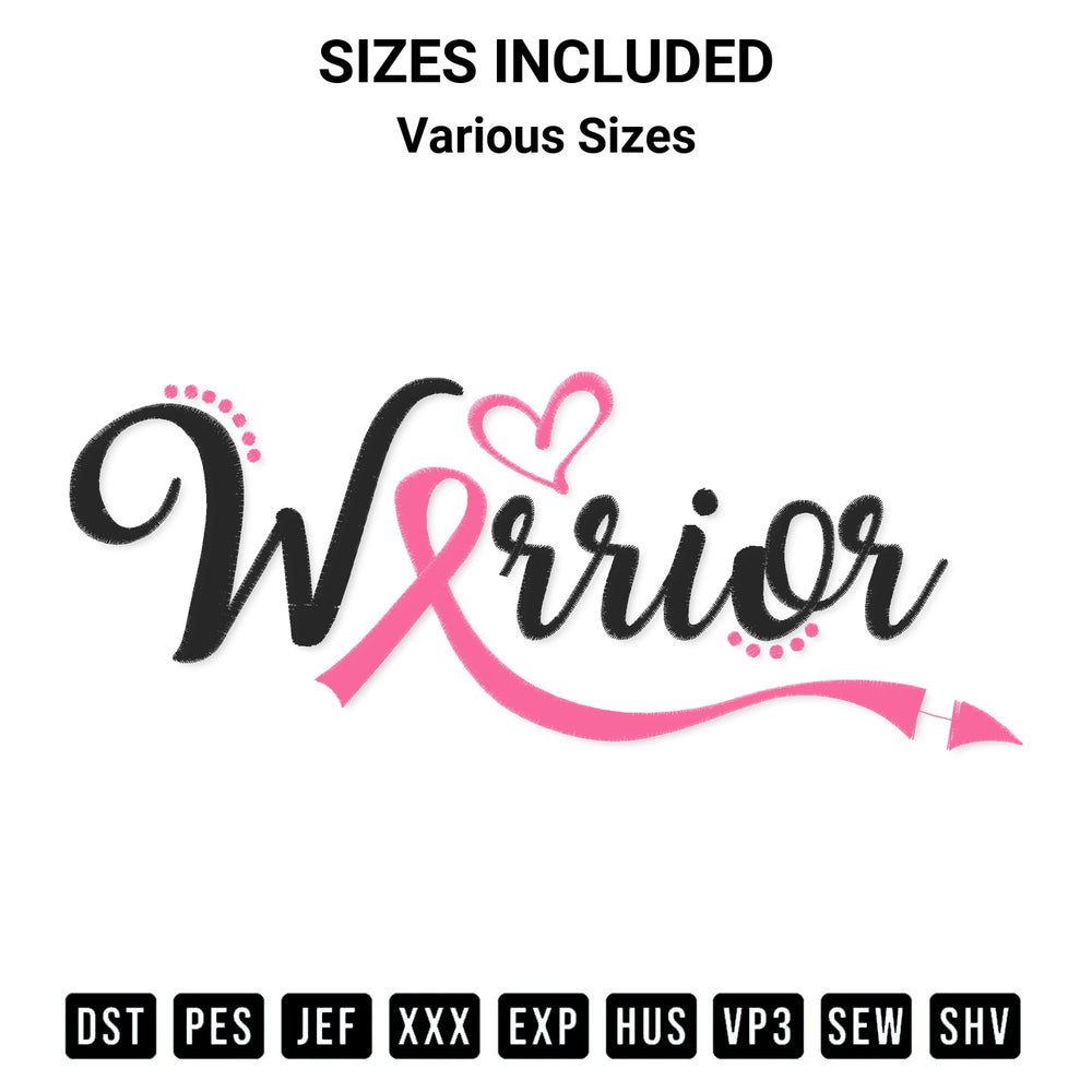 Add a unique touch to your apparel with the Cancer Warrior Embroidery Design embroidery file. Premium instant download available now on Designspacks.com. Available sizes: Various Sizes.