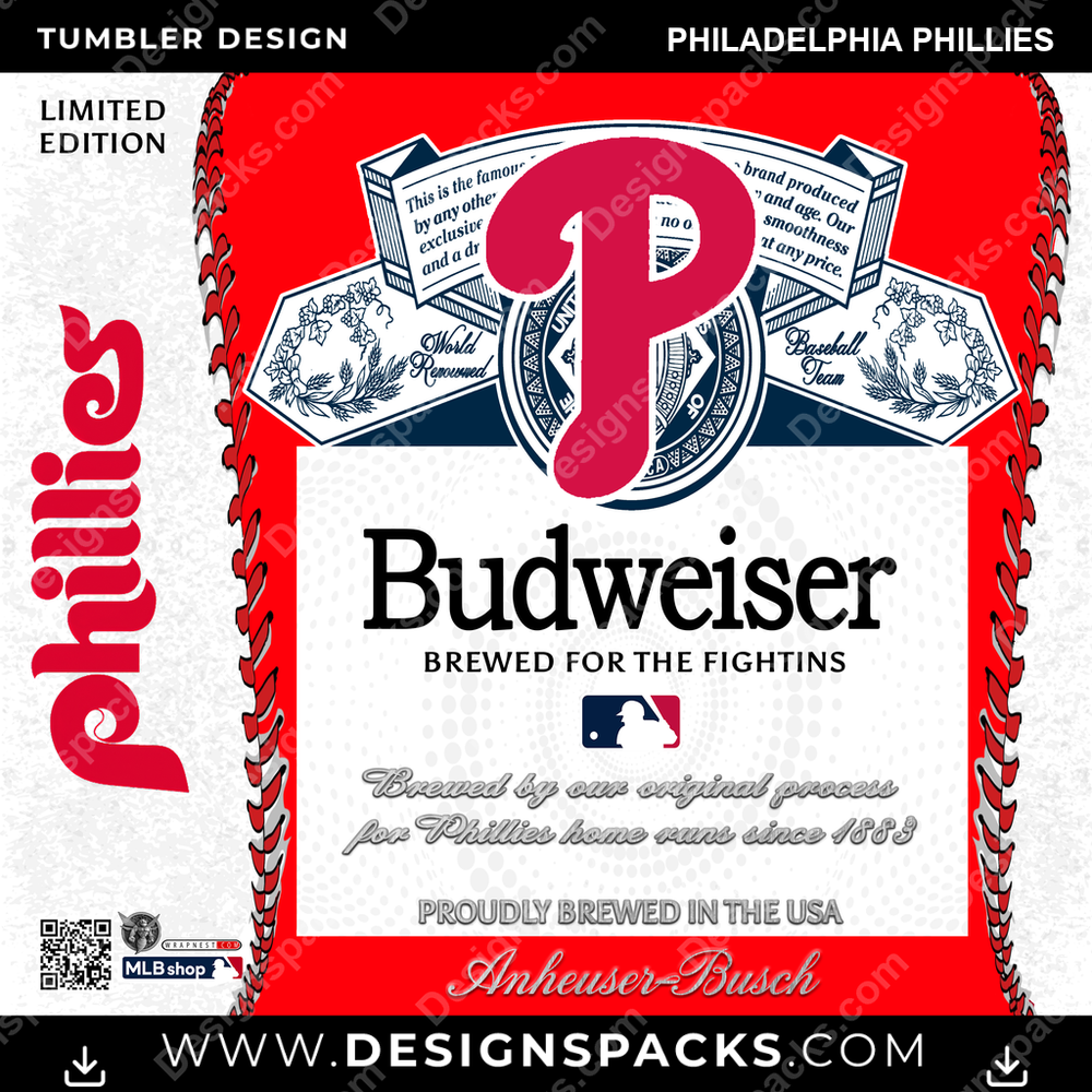 Baseball Bud Philadelphia Phillies Tumbler Digital Wrap Design
