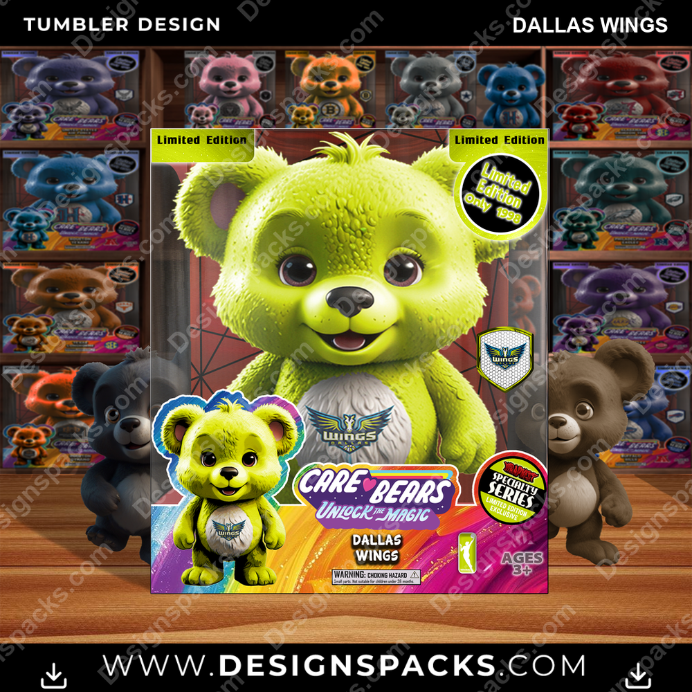 Basketball Care Bear Box Dallas Wings Tumbler Digital Wrap Design