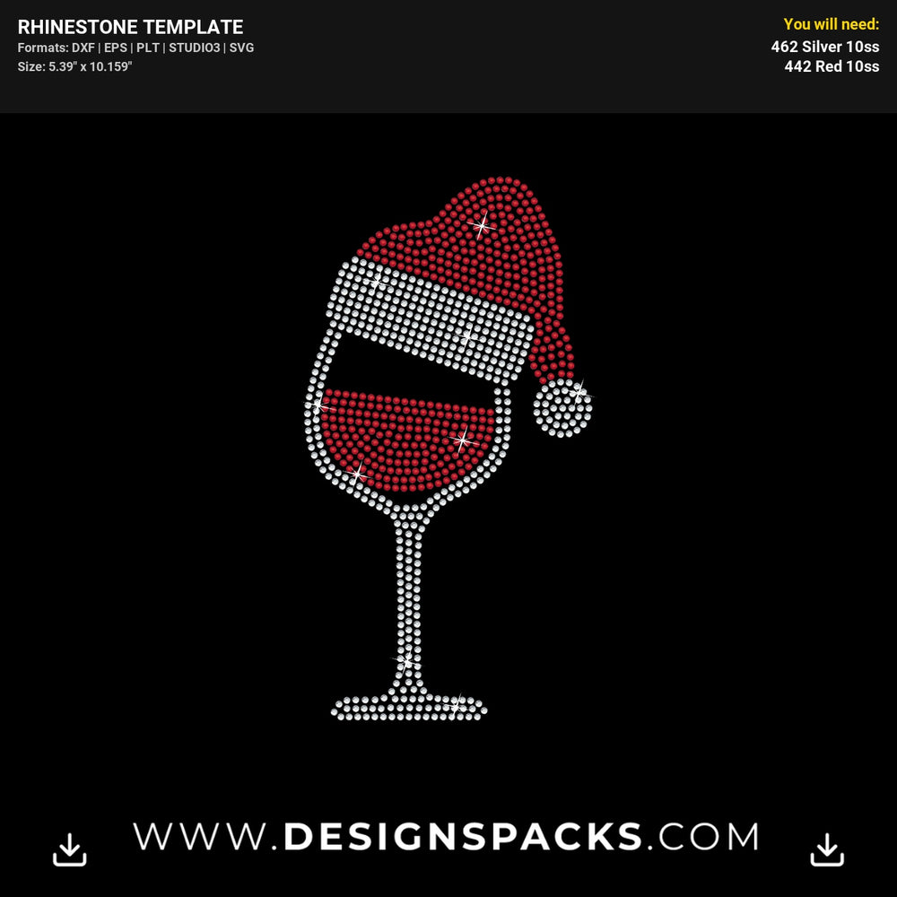Martini Santa Rhinestone Digital Template