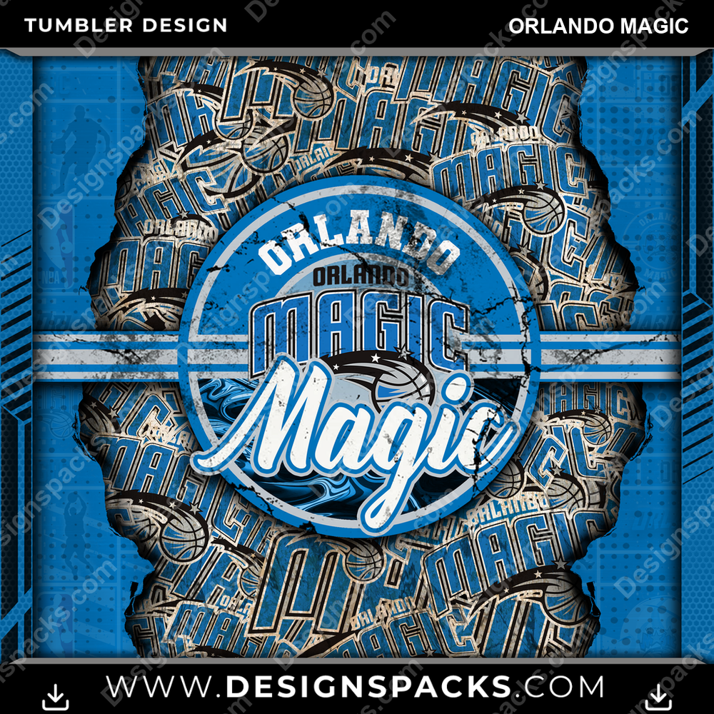 Basketball Ripped Orlando Magic Tumbler Digital Wrap Design
