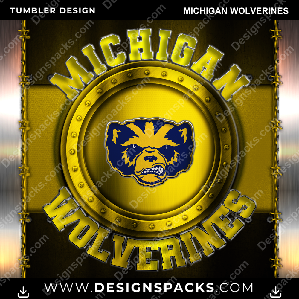 College Sport Metal Michigan Wolverines NCAA College Sport Tumbler Digital Wrap Design Download