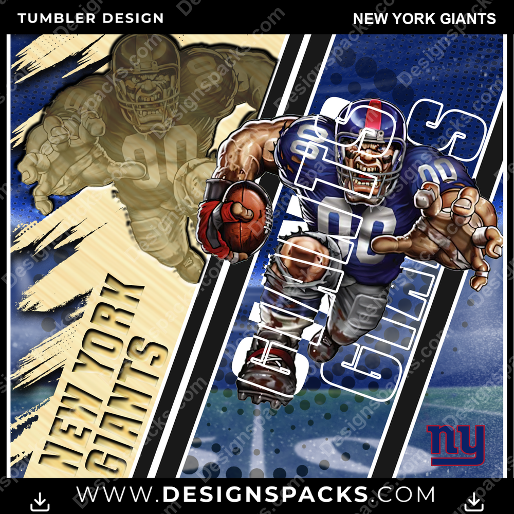 Football Silhouette New York Giants NFL Football Tumbler Digital Wrap Design Download