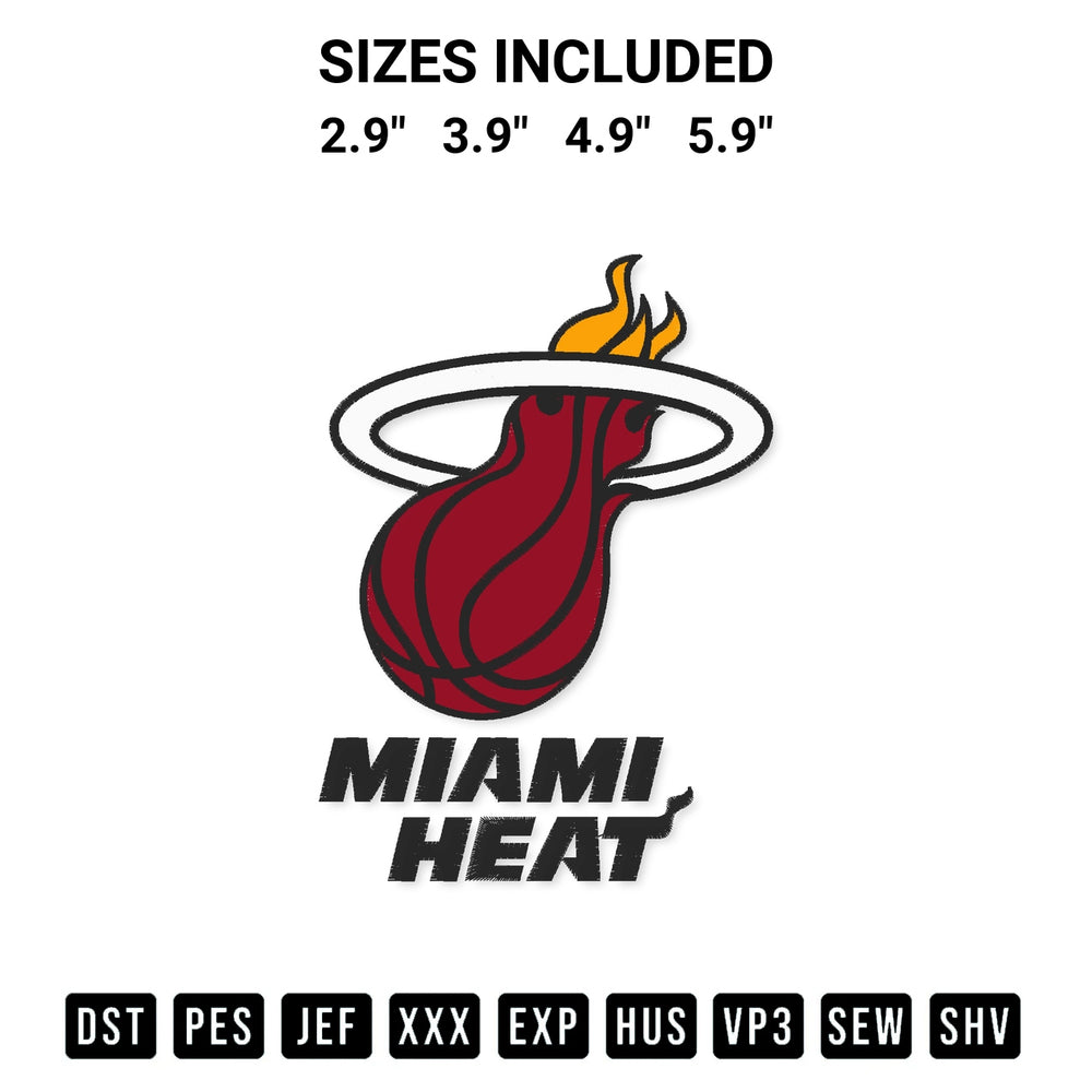 Create amazing crafts with the Miami Heat Logo Embroidery Design embroidery file. High-quality digital download from Designspacks.com, perfect for beginners and pros. Available sizes: 2.9", 3.9", 4.9", 5.9".