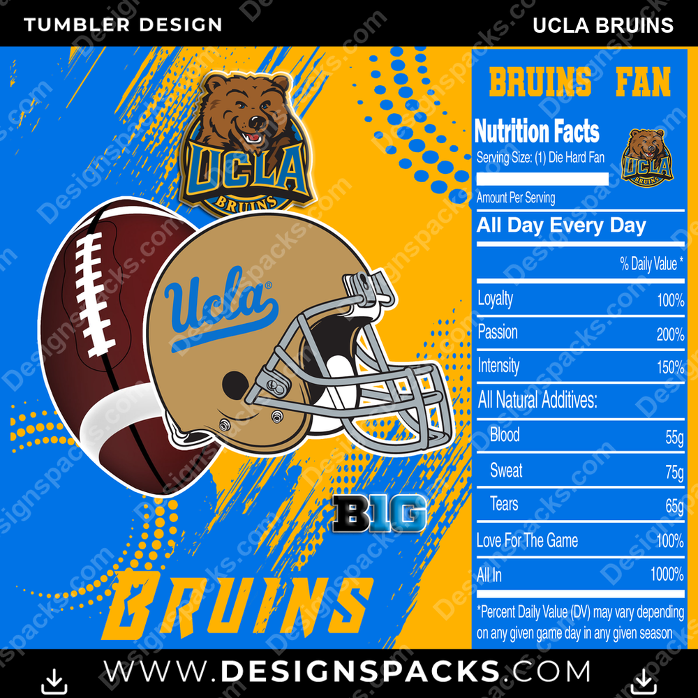 College Sport Team Fan CFB UCLA Bruins NCAA College Sport Tumbler Digital Wrap Design Download