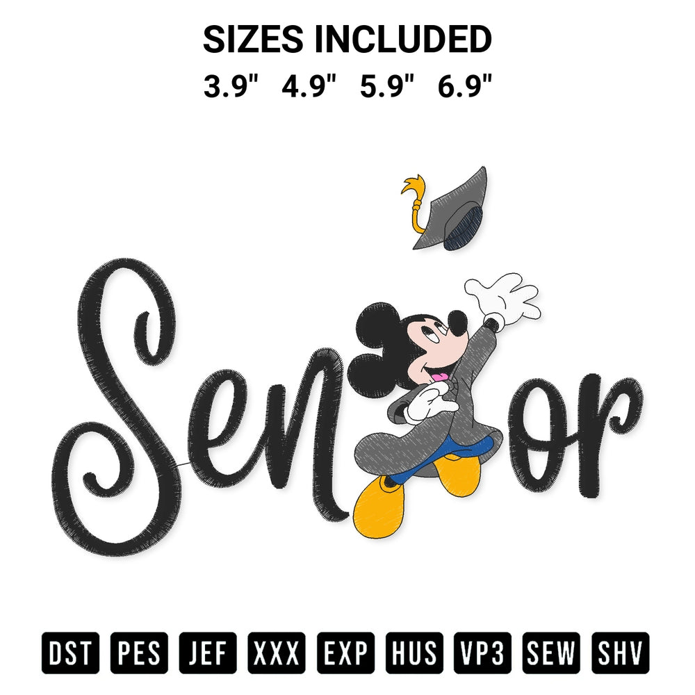 Looking for the perfect pattern? Download the Mickey Graduate Senior 2023 Embroidery Design embroidery design today at Designspacks.com. Crisp, clean stitching guaranteed. Available sizes: 3.9", 4.9", 5.9", 6.9".