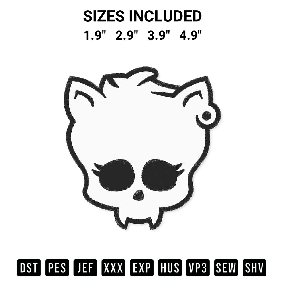 Looking for the perfect pattern? Download the Clawdeen Head Monster High Embroidery Design embroidery design today at Designspacks.com. Crisp, clean stitching guaranteed. Available sizes: 1.9", 2.9", 3.9", 4.9".