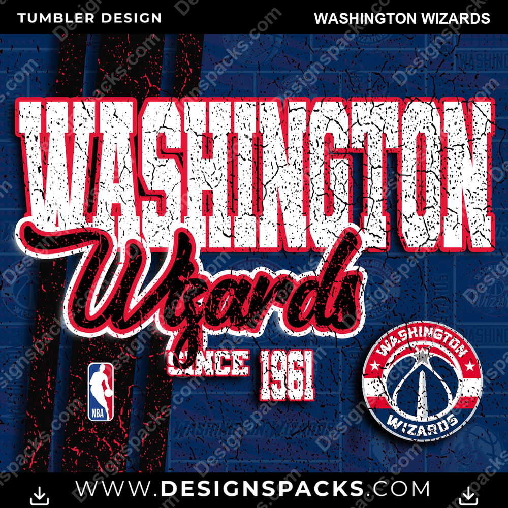 Basketball Grunge Washington Wizards Tumbler Digital Wrap Design