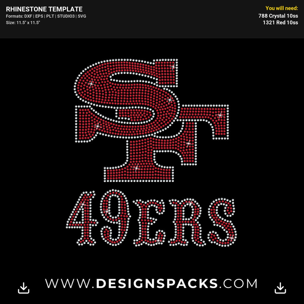 San Francisco 49Ers Sf Rhinestone Digital Template