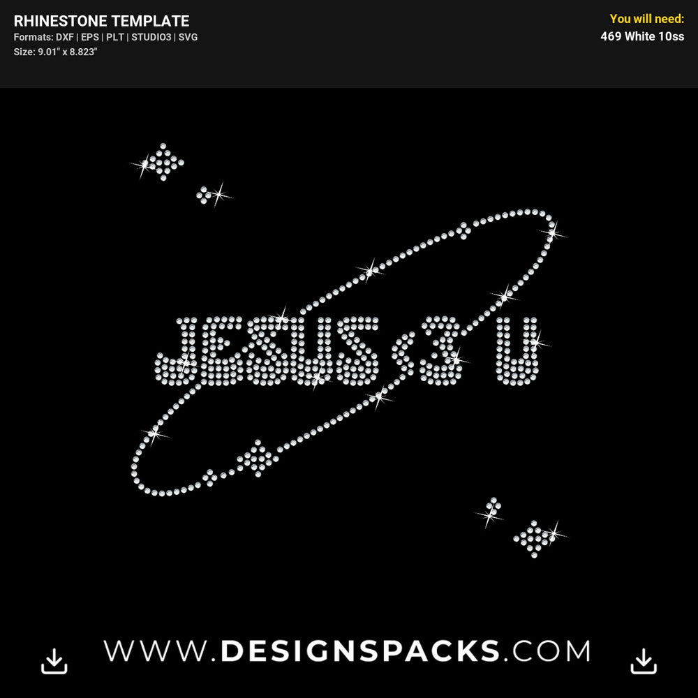 Jesus Love You Rhinestone Digital Template