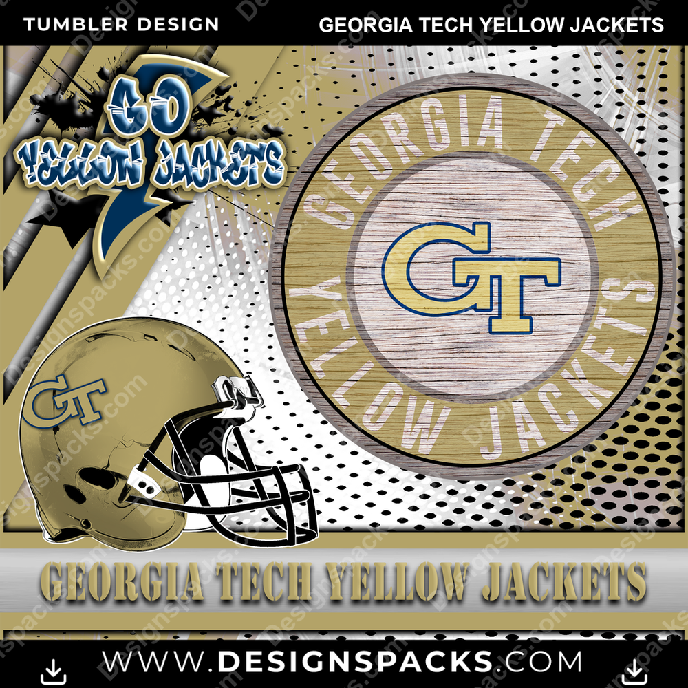 College Sport Go Team 2 Georgia Tech Yellow Jackets NCAA College Sport Tumbler Digital Wrap Design Download
