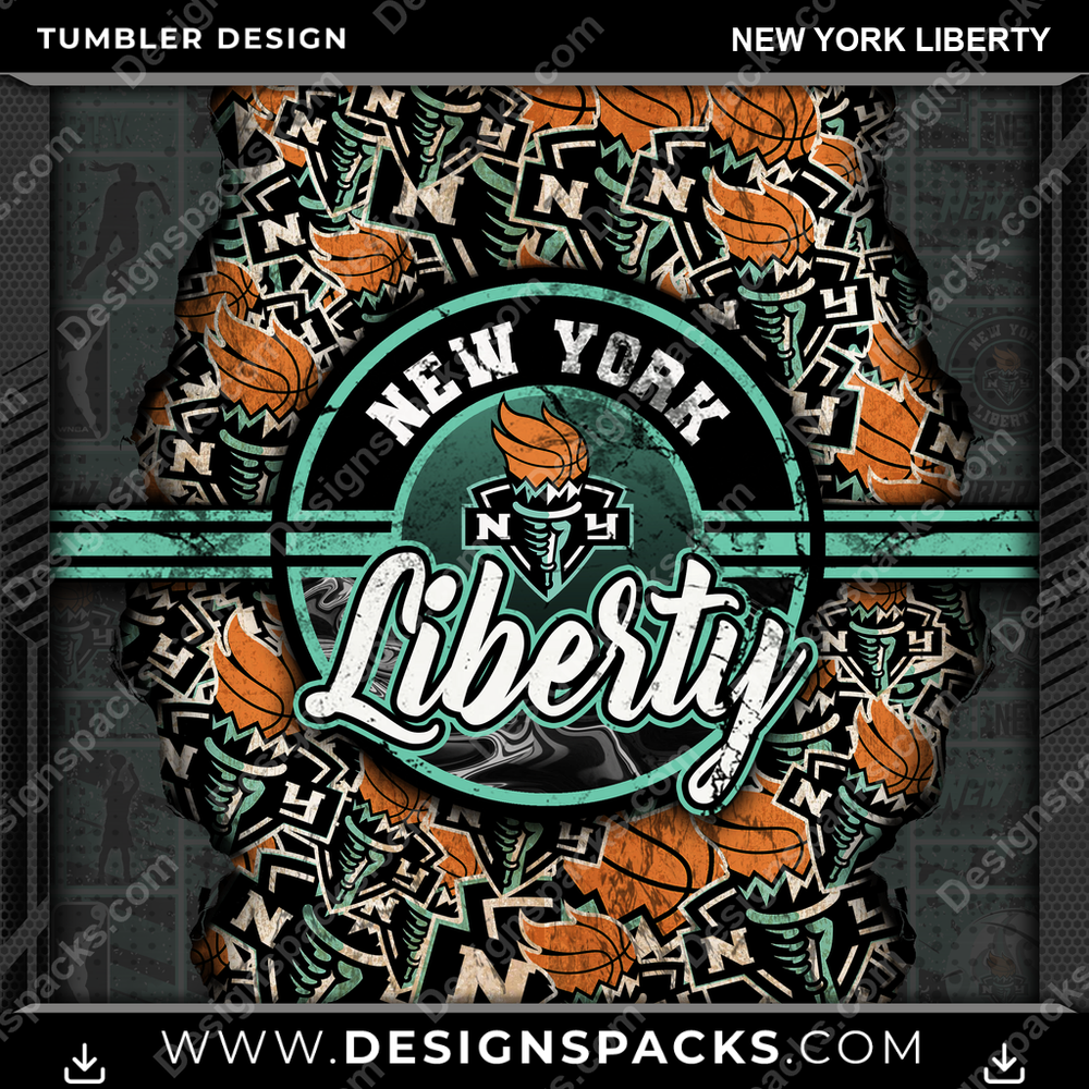 Basketball Ripped New York Liberty Tumbler Digital Wrap Design