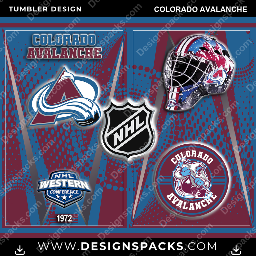 Ice Hockey Team Logo Colorado Avalanche NHL Hockey Tumbler Digital Wrap Design Download