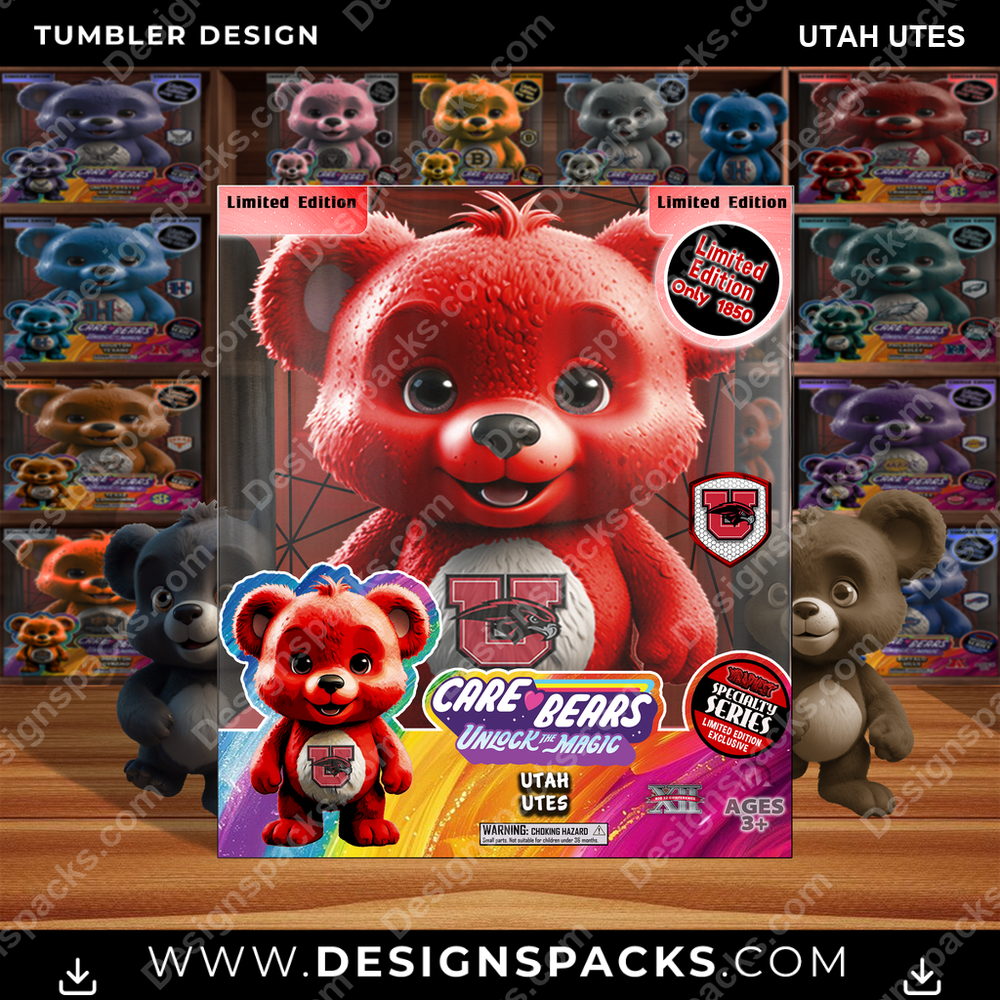 College Sport Care Bear Box Utah Utes NCAA College Sport Tumbler Digital Wrap Design Download