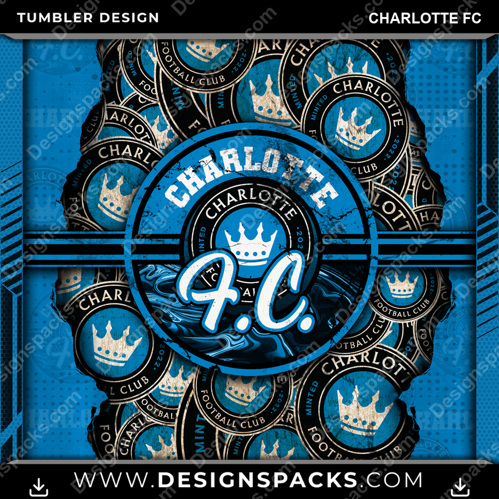 Soccer Ripped Charlotte FC MLS Soccer Tumbler Digital Wrap Design Download