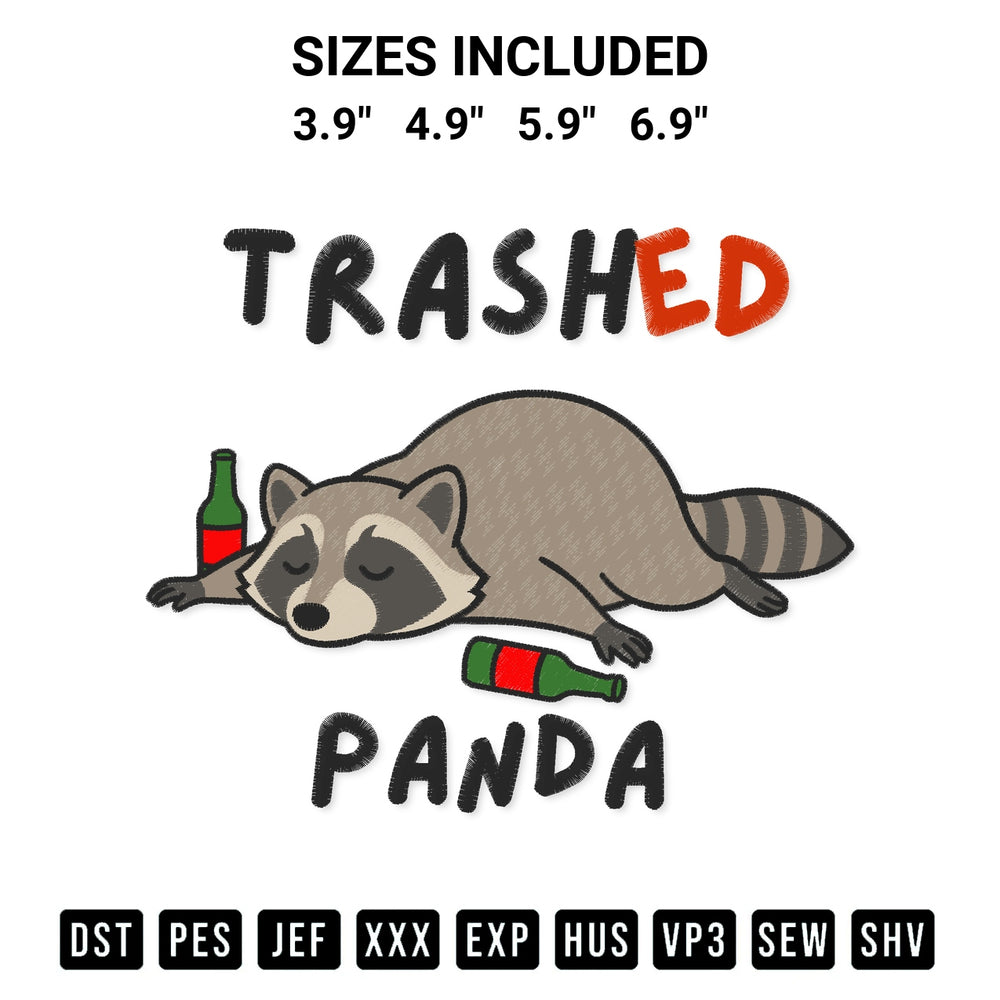 Transform your fabrics with the Trashed Panda Embroidery Design embroidery design. Instant access to premium digitized patterns at Designspacks.com. Available sizes: 3.9", 4.9", 5.9", 6.9".