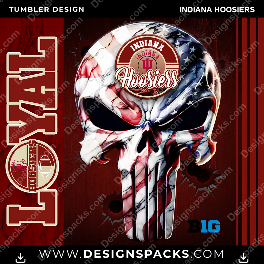 College Sport Loyal Indiana Hoosiers Tumbler Digital Wrap Design