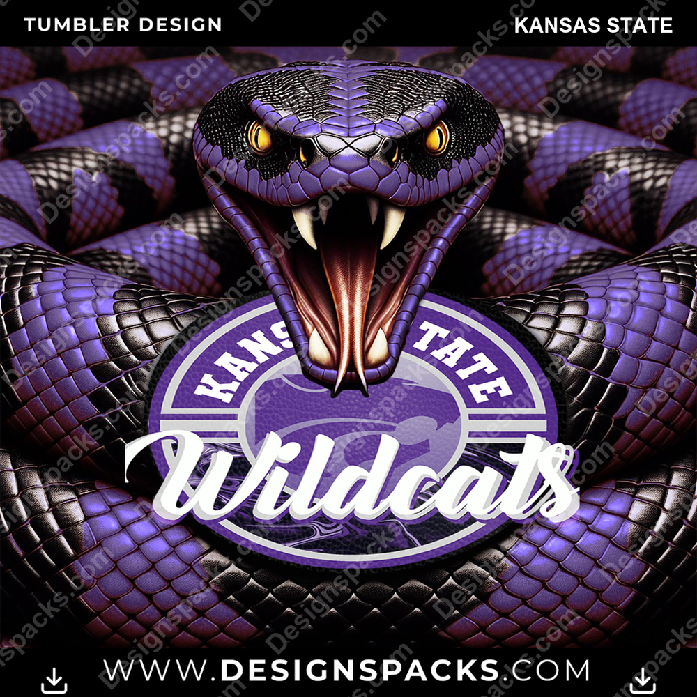 College Sport Rattle Snake Kansas State NCAA College Sport Tumbler Digital Wrap Design Download