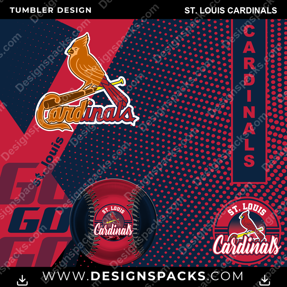 Baseball GO St. Louis Cardinals Tumbler Digital Wrap Design
