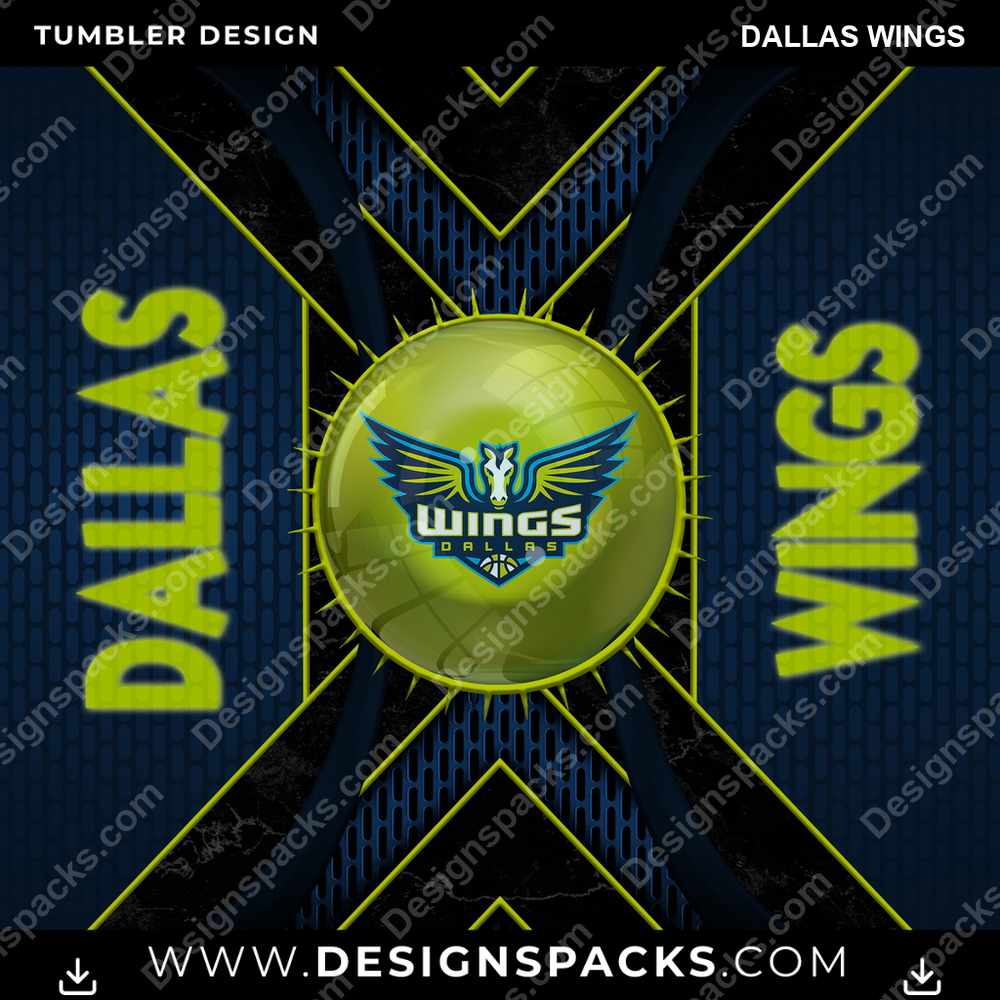 Basketball Metal Grating Dallas Wings Tumbler Digital Wrap Design