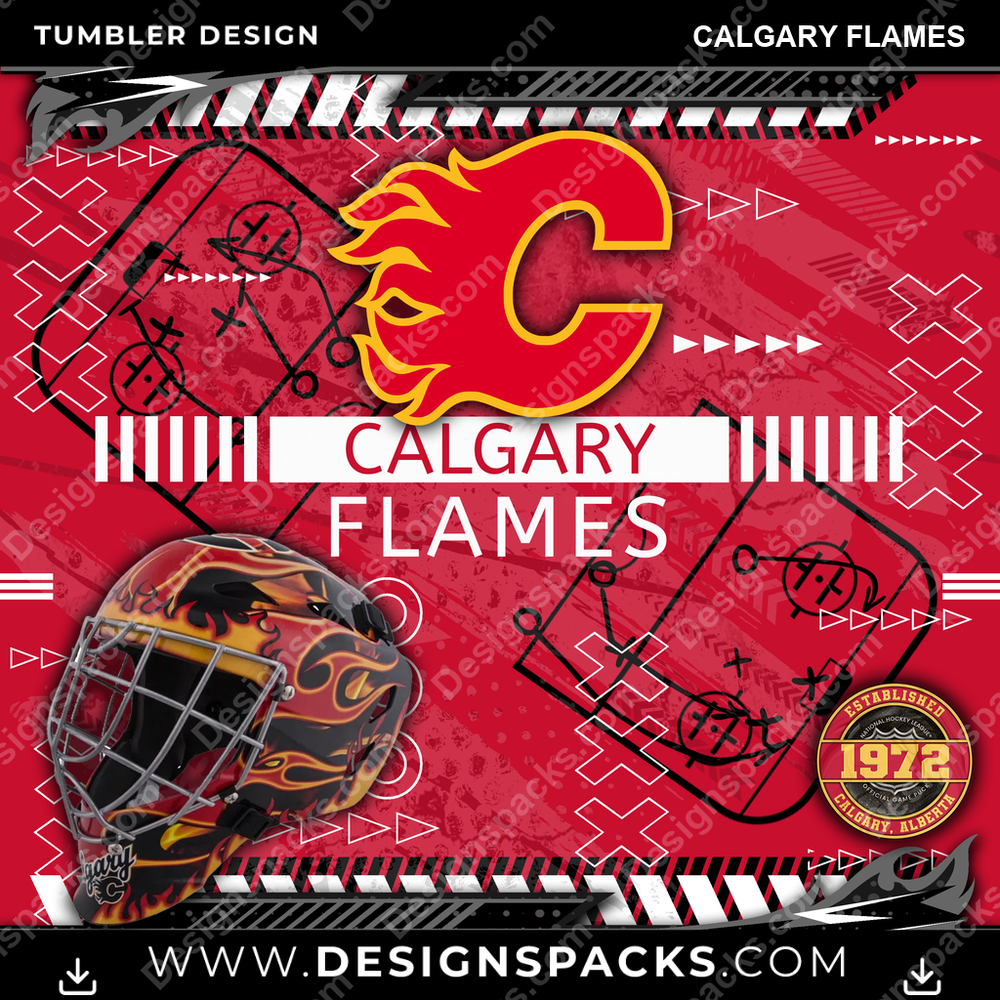 Hockey Xs & Os Calgary Flames Tumbler Digital Wrap Design