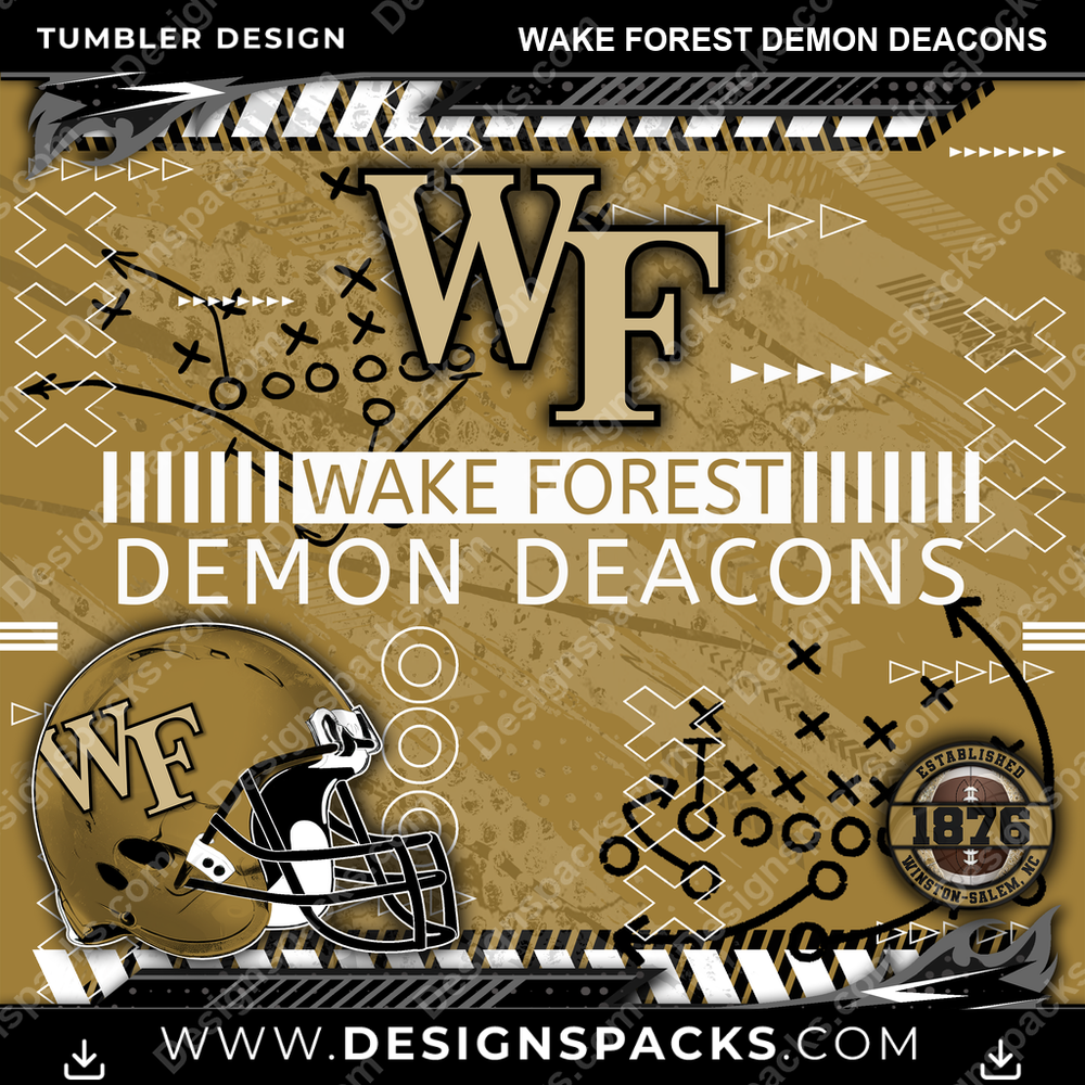 College Sport Xs & Os Wake Forest Demon Deacons NCAA College Sport Tumbler Digital Wrap Design Download