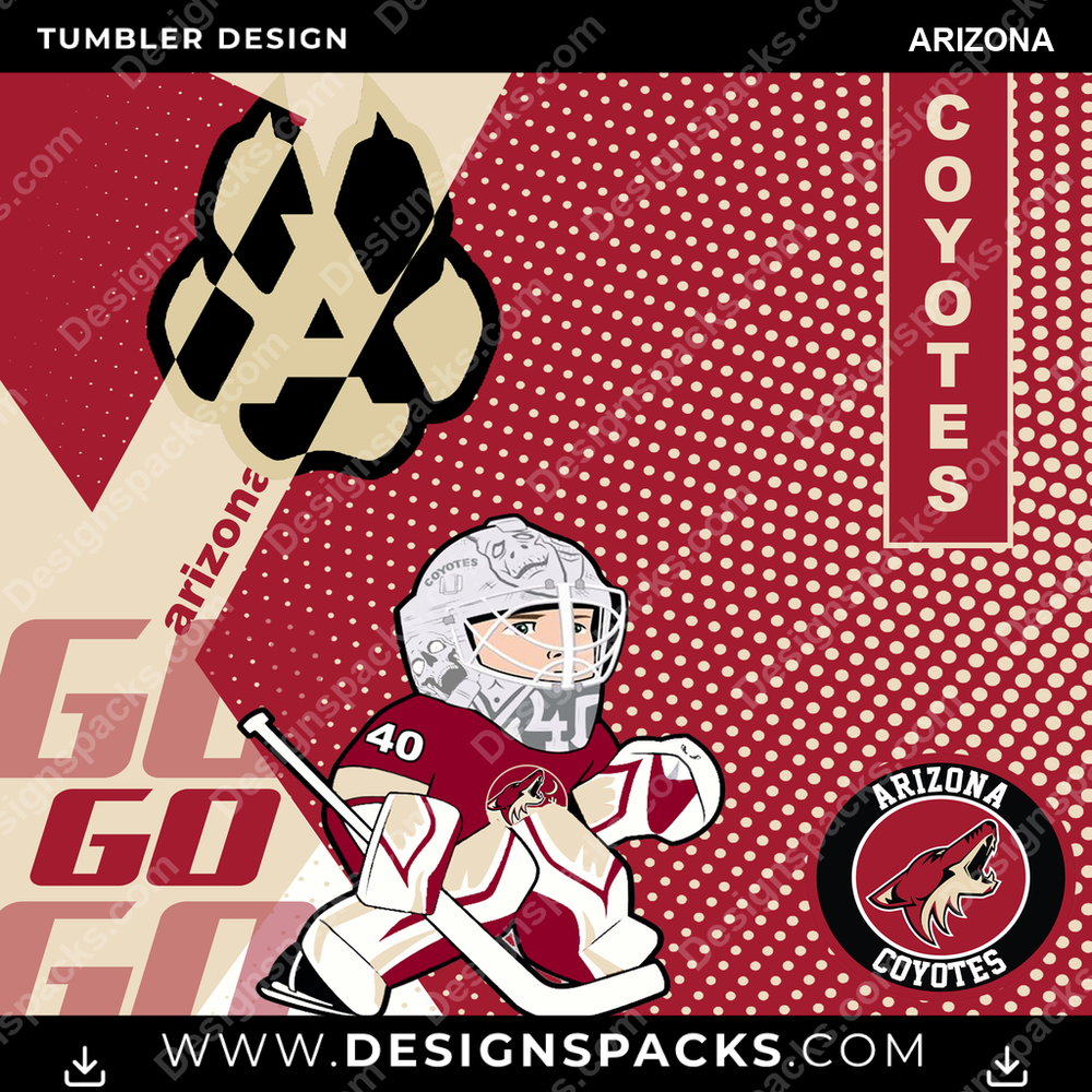Ice Hockey GO Arizona Tumbler Digital Wrap Design