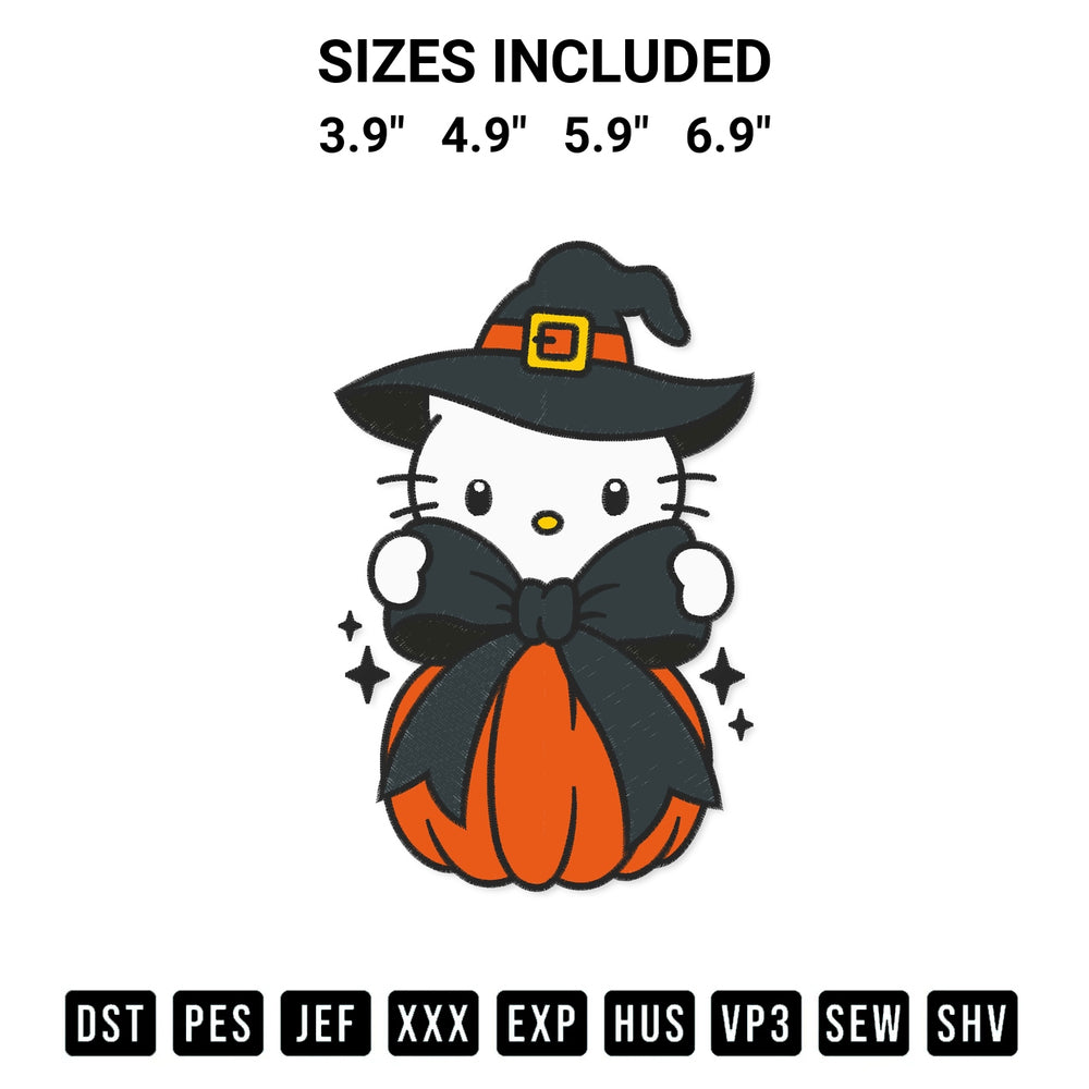Get the Hello Kitty Witch Coquette Pumpkin Embroidery Design embroidery design for your custom crafts! Premium digitized files available for instant download at Designspacks.com. Available sizes: 3.9", 4.9", 5.9", 6.9".