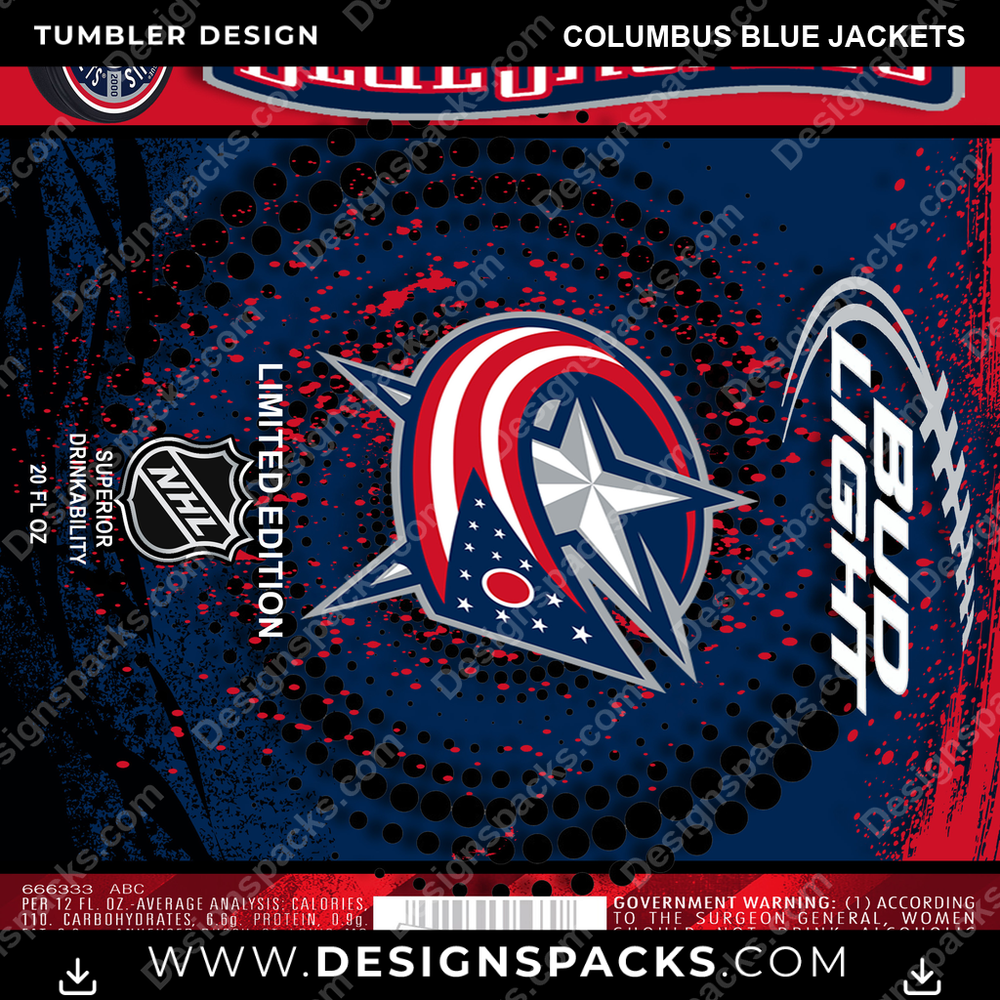 Ice Hockey Bud Columbus Blue Jackets Tumbler Digital Wrap Design