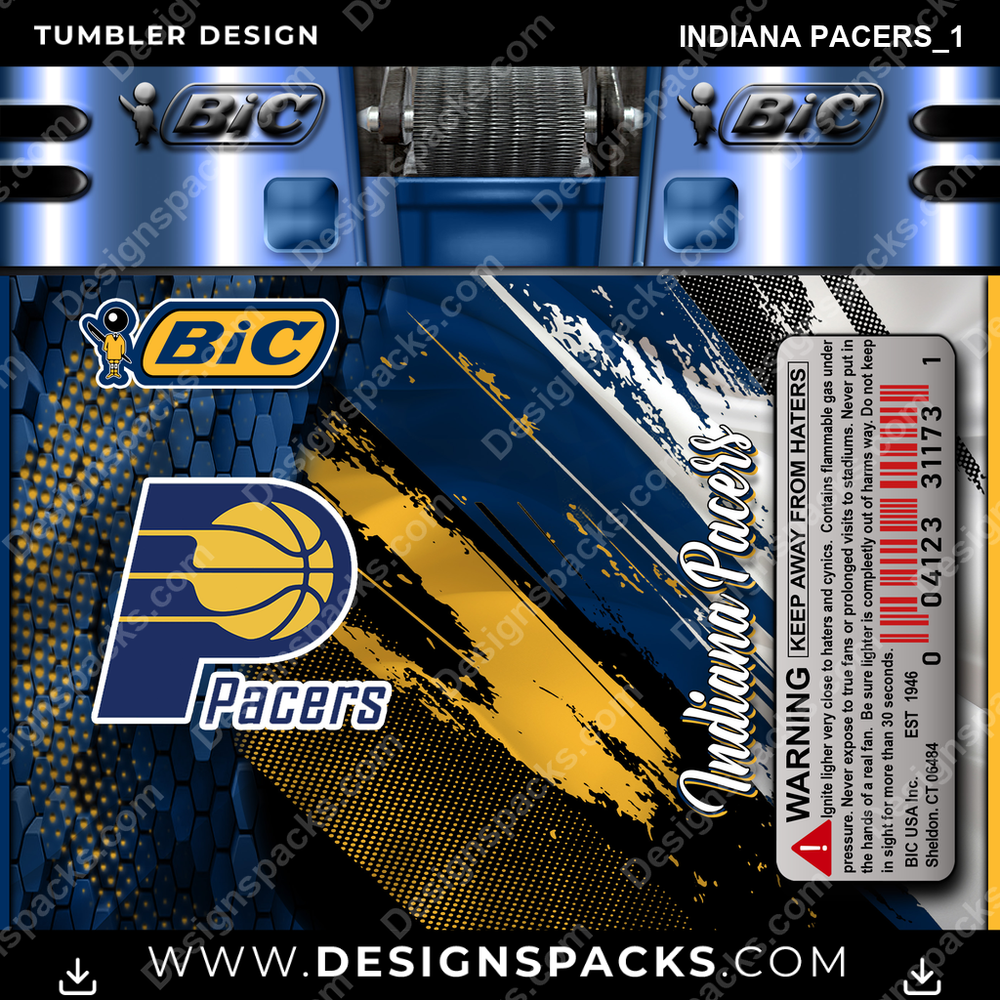 Basketball BIC Lighter Indiana Pacers_1 Tumbler Digital Wrap Design