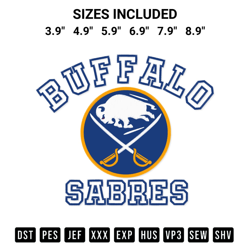 Create amazing crafts with the Buffalo Sabres Team Embroidery Design embroidery file. High-quality digital download from Designspacks.com, perfect for beginners and pros. Available sizes: 3.9", 4.9", 5.9", 6.9", 7.9", 8.9".