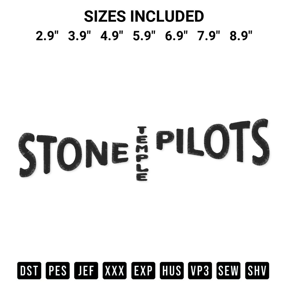 Add a unique touch to your apparel with the Stone Temple Pilots Embroidery Design embroidery file. Premium instant download available now on Designspacks.com. Available sizes: 2.9", 3.9", 4.9", 5.9", 6.9", 7.9", 8.9".