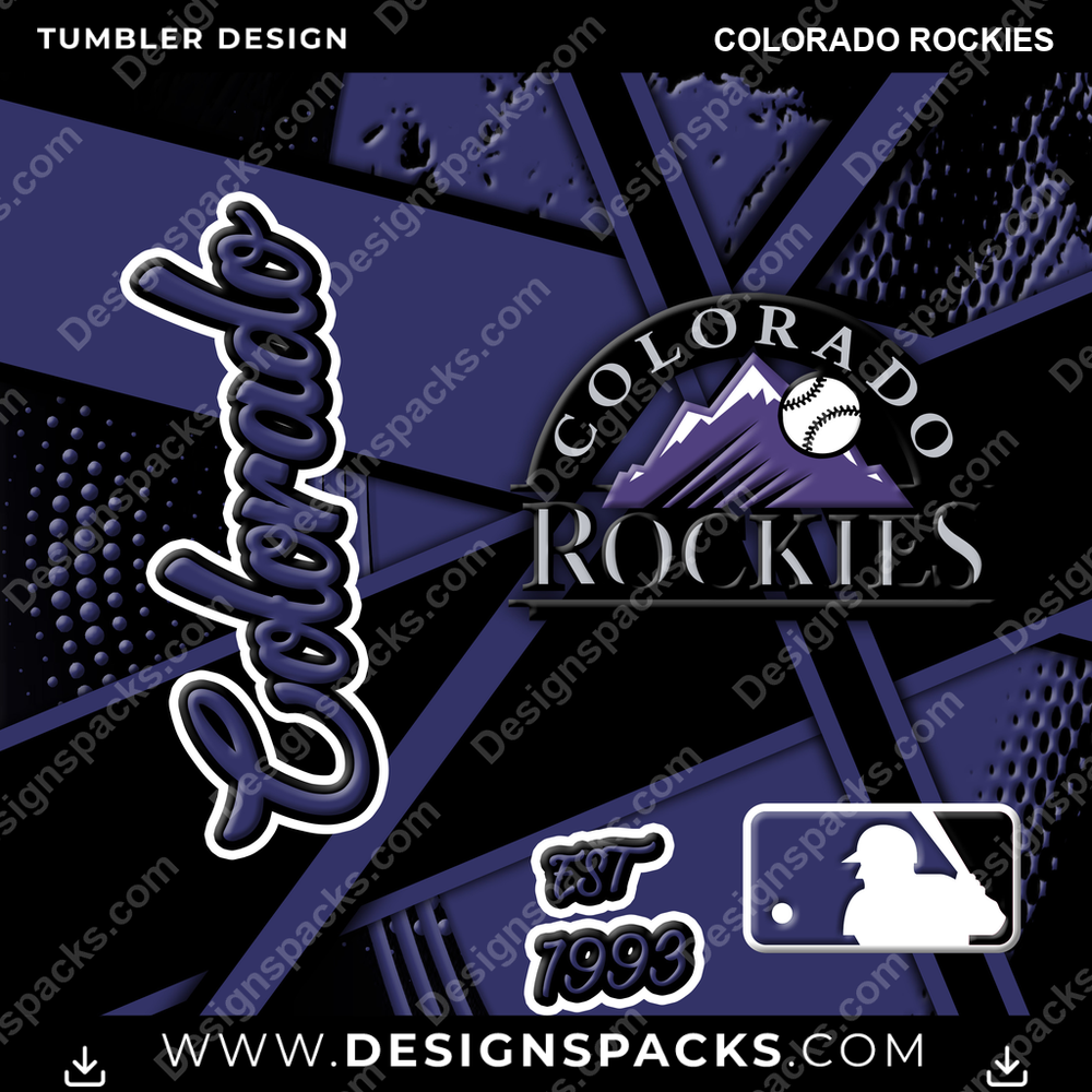 Baseball Team Sport Colorado Rockies MLB Baseball Tumbler Digital Wrap Design Download