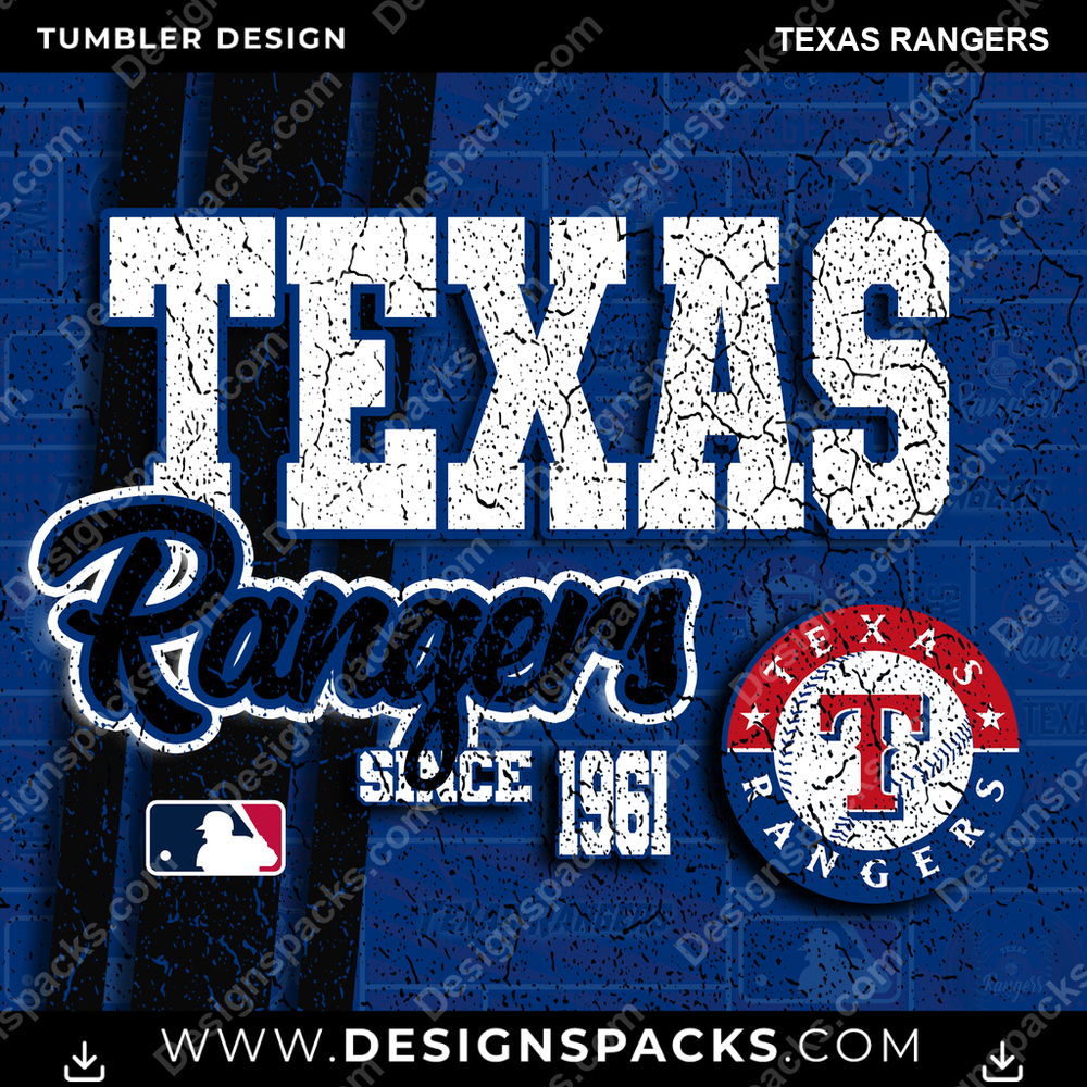 Baseball Grunge Texas Rangers Tumbler Digital Wrap Design
