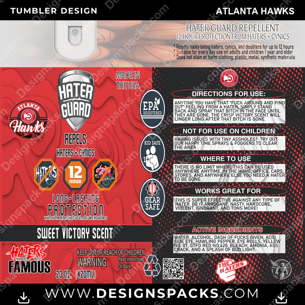 Basketball Hater Guard Atlanta Hawks NBA Basketball Tumbler Digital Wrap Design Download