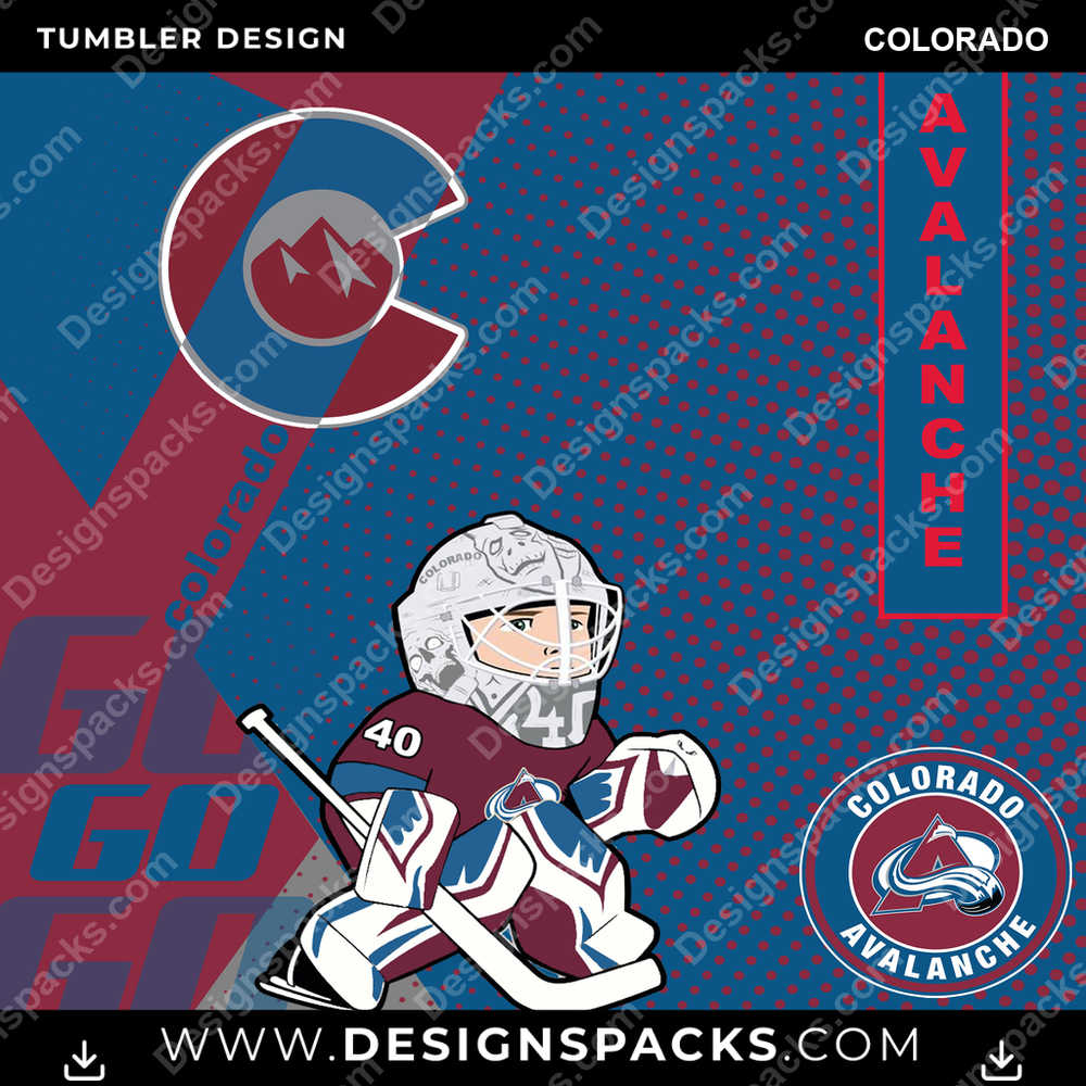 Ice Hockey GO Colorado Tumbler Digital Wrap Design