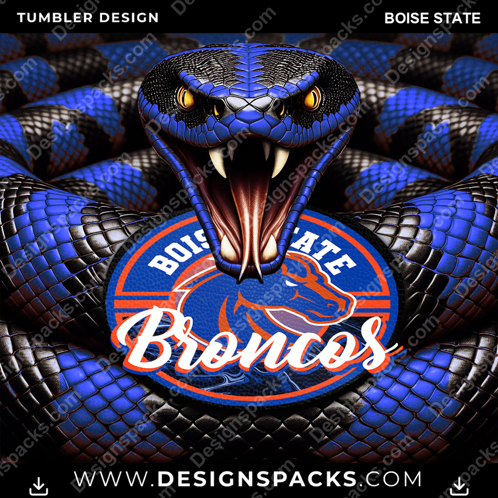 College Sport Rattle Snake Boise State Tumbler Digital Wrap Design