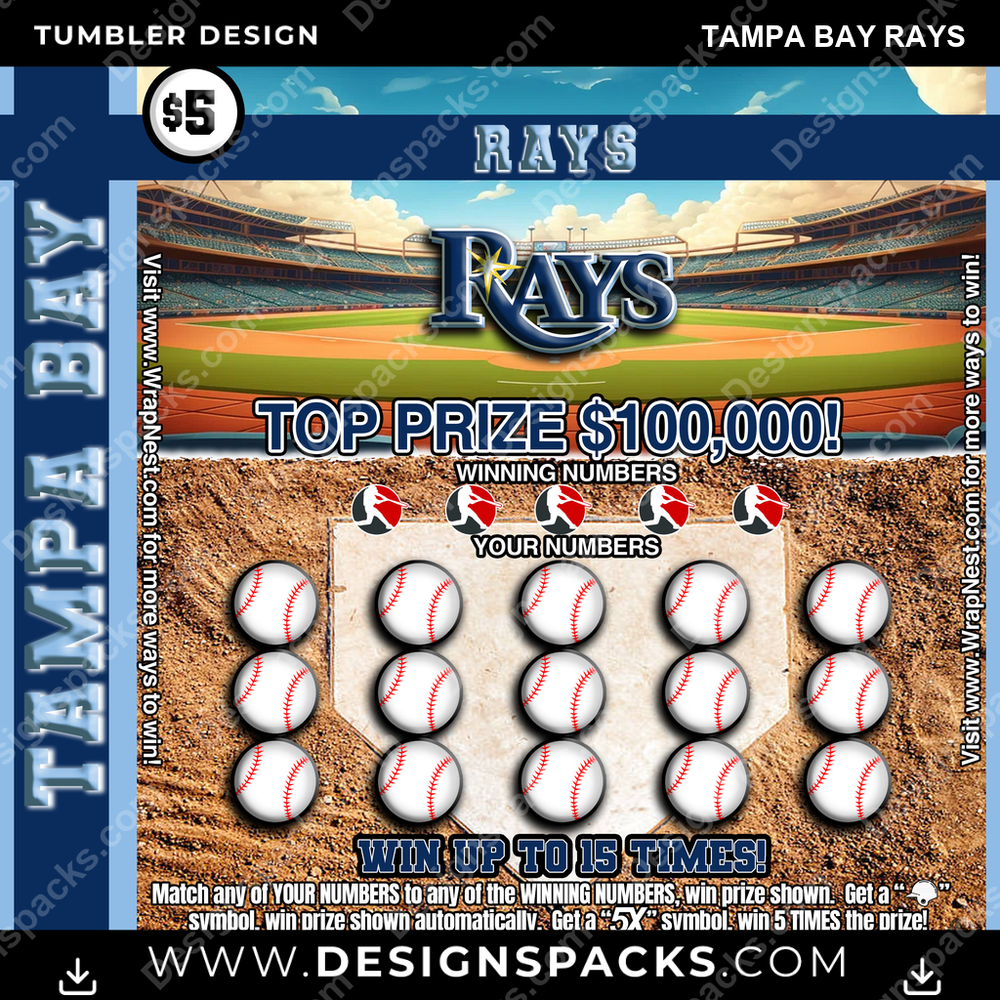 Baseball Lottery Ticket Tampa Bay Rays Tumbler Digital Wrap Design