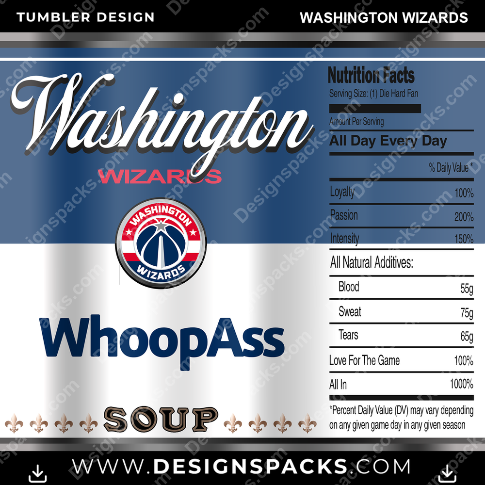 Basketball Soup Can Washington Wizards Tumbler Digital Wrap Design