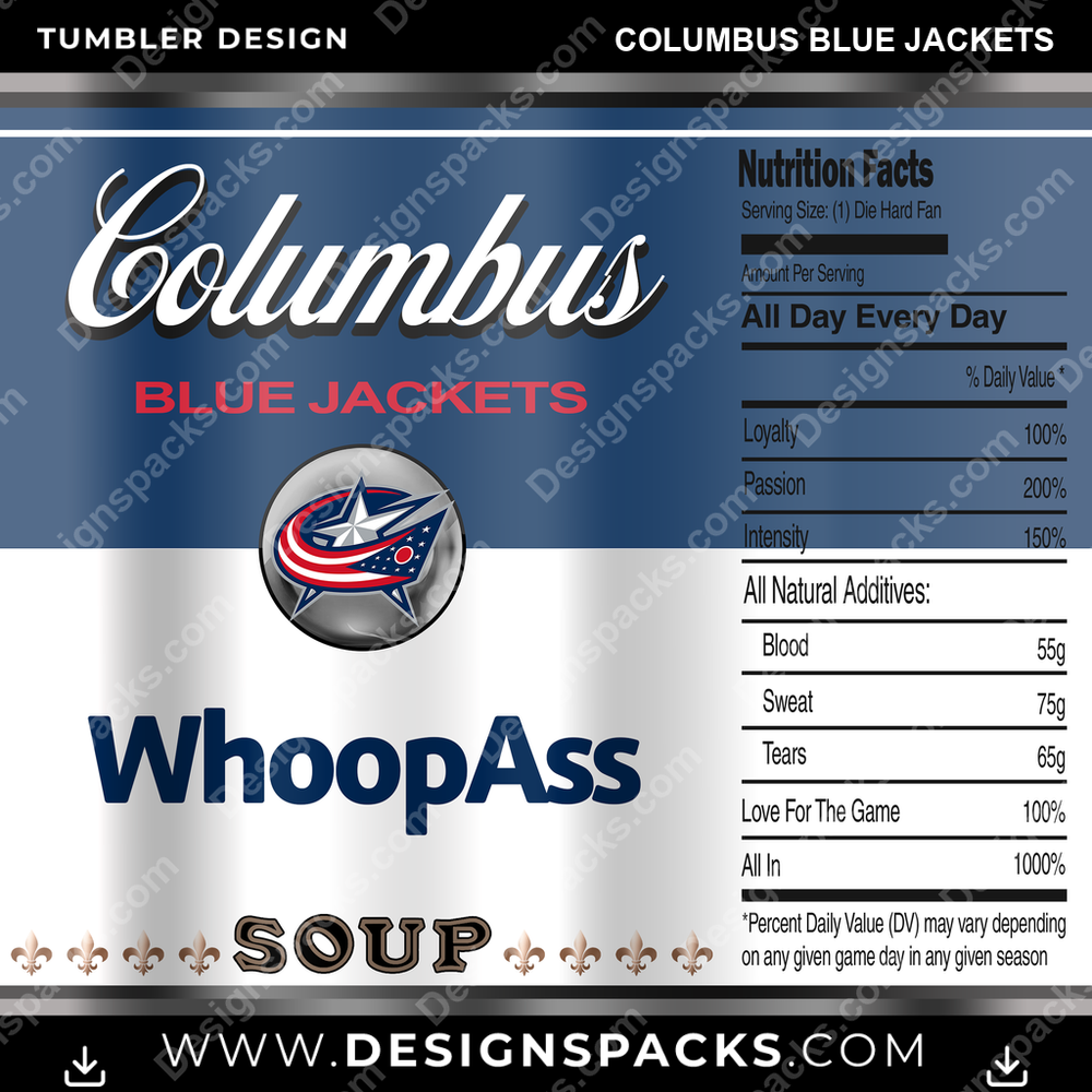 Ice Hockey Soup Can Columbus Blue Jackets NHL Hockey Tumbler Digital Wrap Design Download