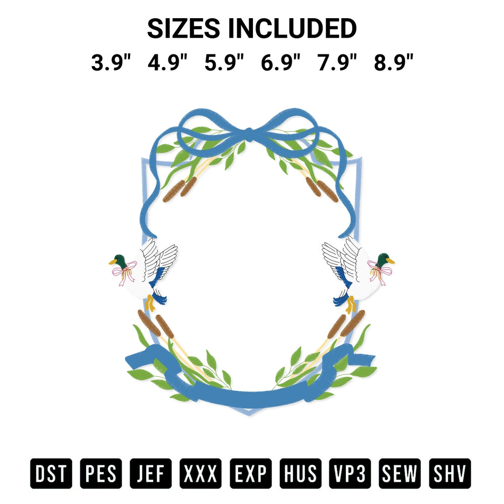 Transform your fabrics with the Banner Frame Mallard Ducks Embroidery Print Embroidery Design embroidery design. Instant access to premium digitized patterns at Designspacks.com. Available sizes: 3.9", 4.9", 5.9", 6.9", 7.9", 8.9".