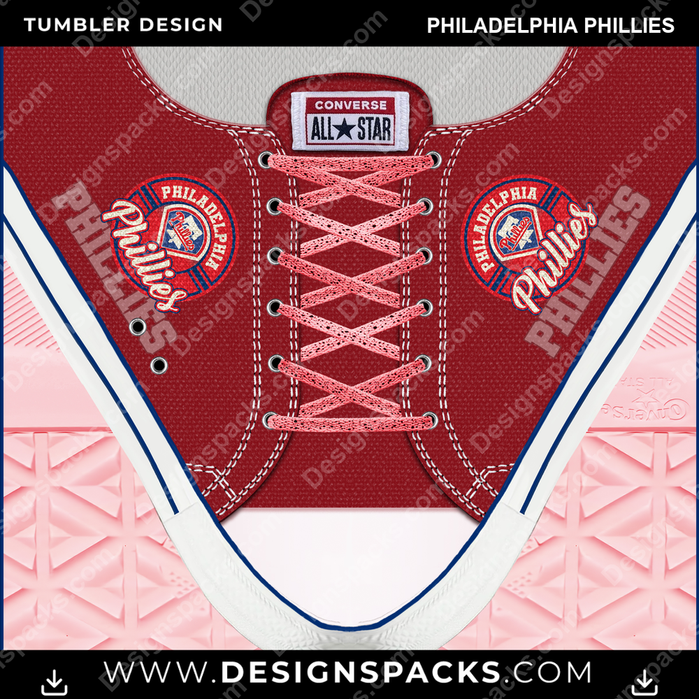 Baseball Converse Philadelphia Phillies Tumbler Digital Wrap Design