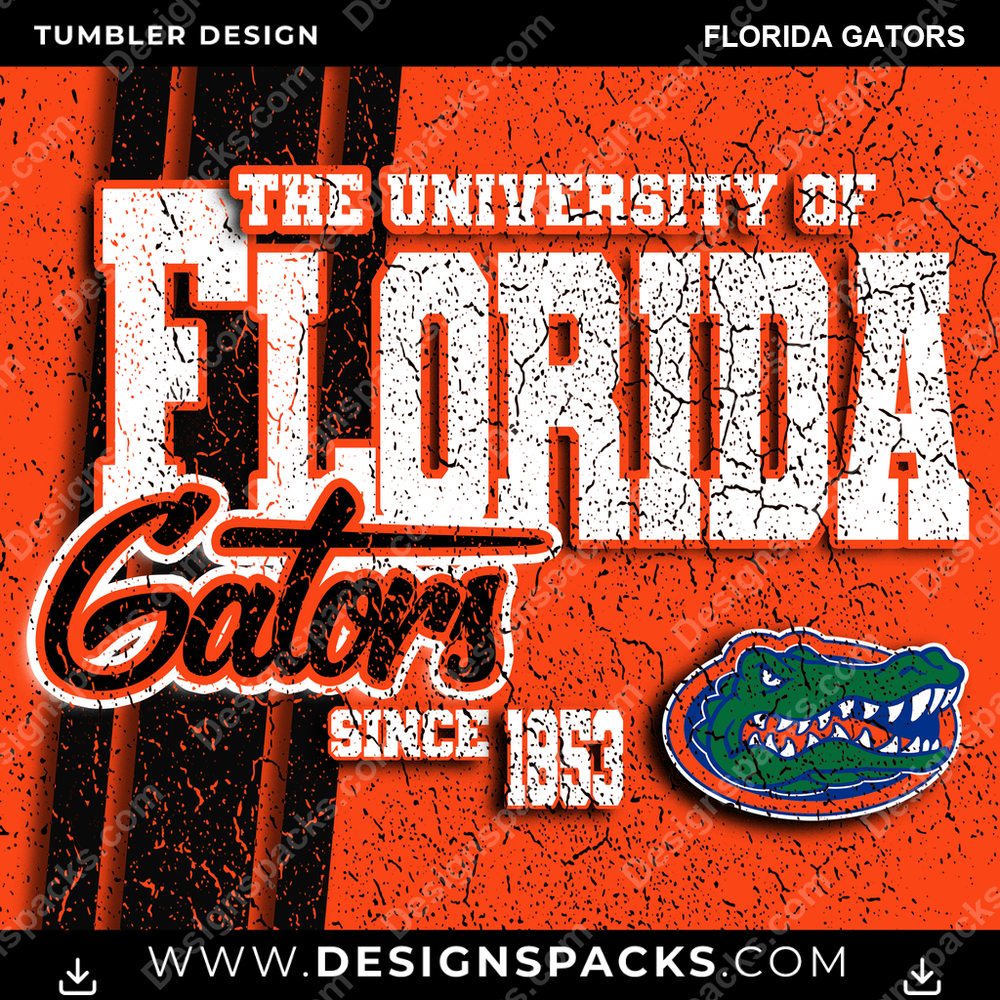 College Sport Grunge Florida Gators Tumbler Digital Wrap Design