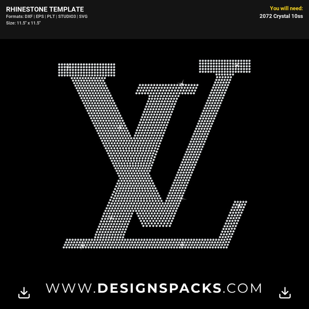 Big Lv Louis Vuitton Rhinestone Digital Template