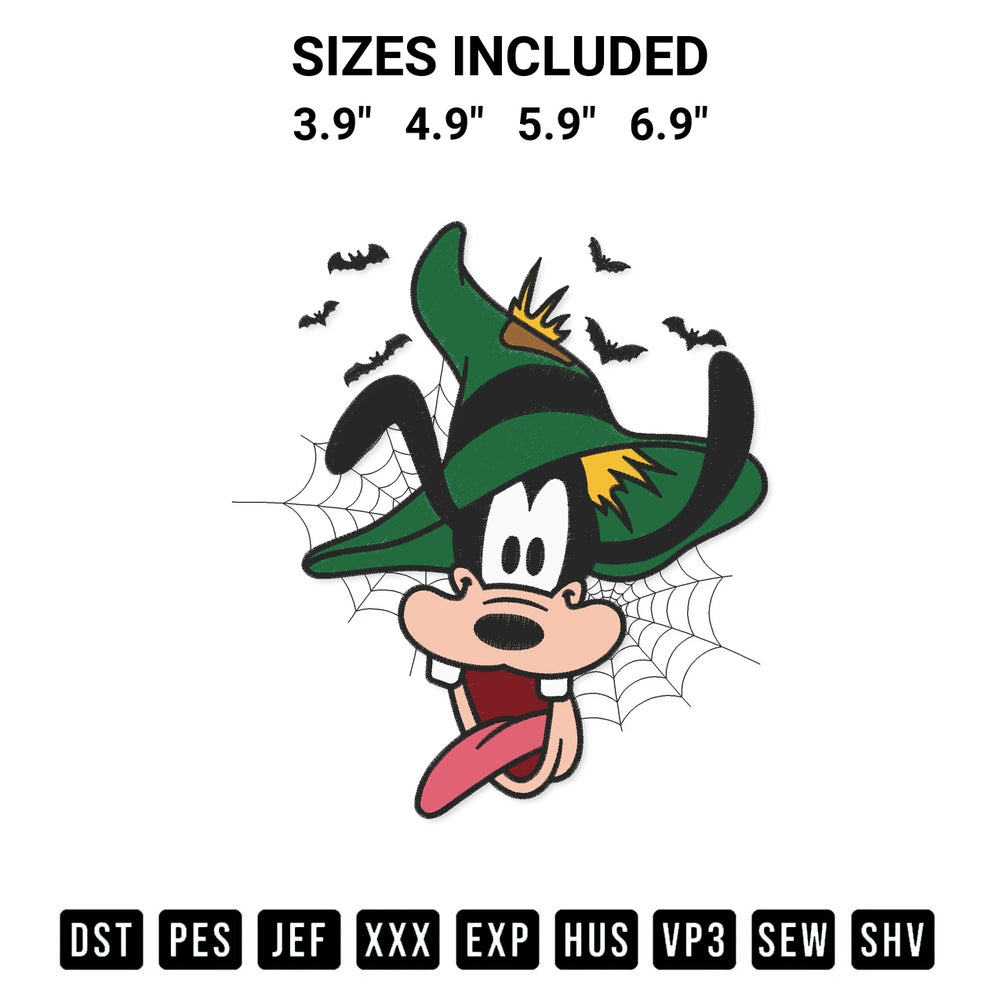 Stitch like a pro with the Face Goofy Halloween Embroidery Design embroidery pattern from Designspacks.com. High-quality digital machine embroidery file. Available sizes: 3.9", 4.9", 5.9", 6.9".