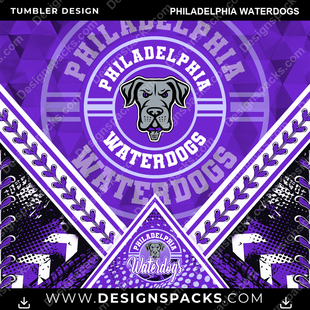 Lacrosse Diamond Philadelphia Waterdogs PLL Lacrosse Tumbler Digital Wrap Design Download