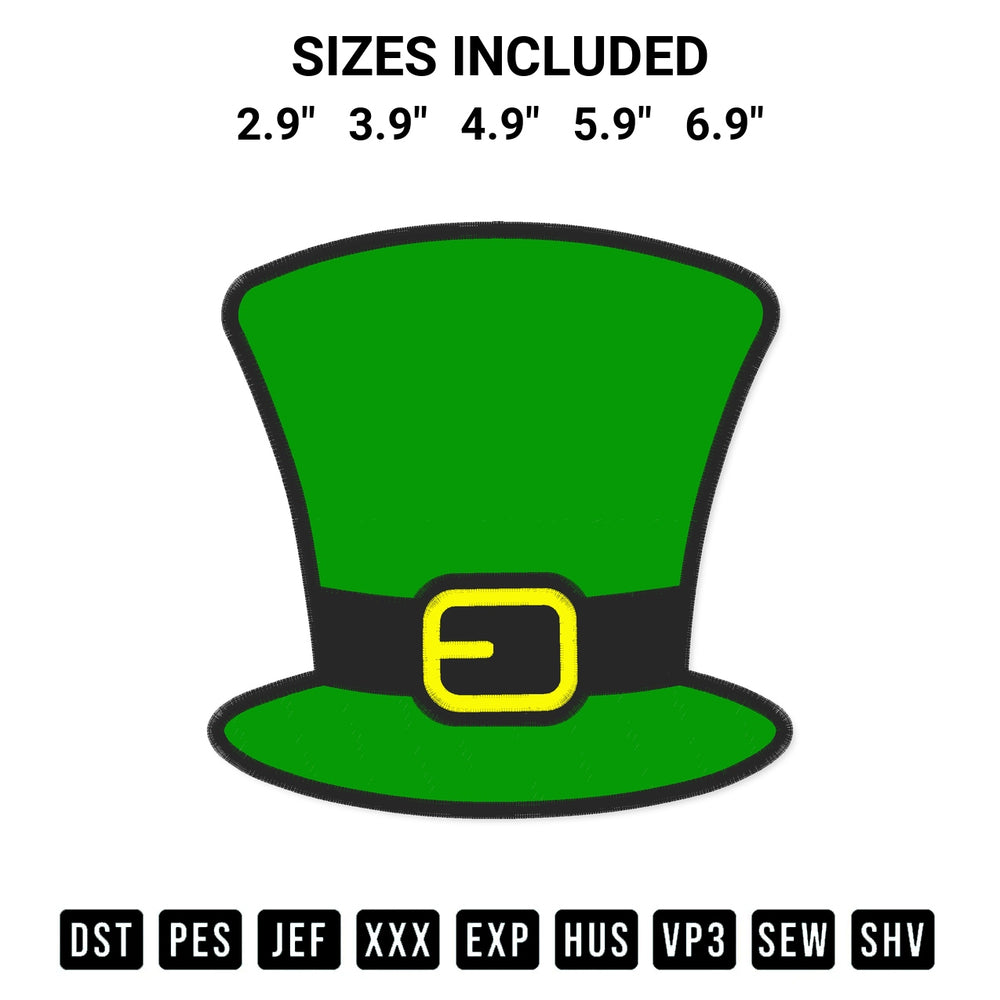 Elevate your next project with our Leprechaun Hat Embroidery Design embroidery file. Shop high-quality digital patterns instantly at Designspacks.com. Available sizes: 2.9", 3.9", 4.9", 5.9", 6.9".