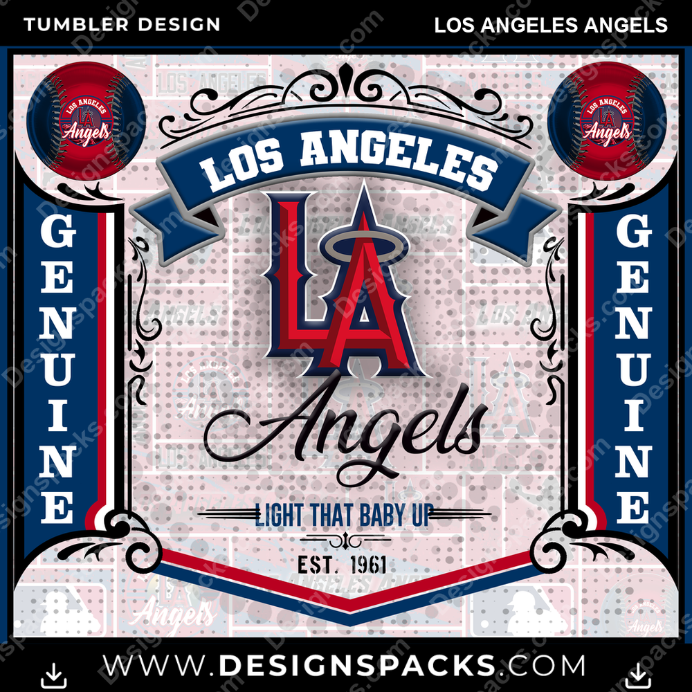 Baseball Bud Los Angeles Angels Tumbler Digital Wrap Design