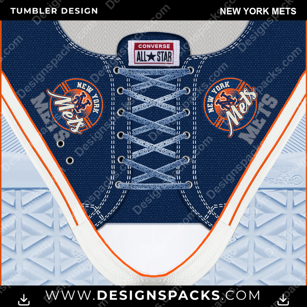 Diseño digital de envoltura de vaso de los New York Mets de Converse de béisbol